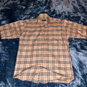 Men’s Burberry Short Sleeve Plaid Button Down